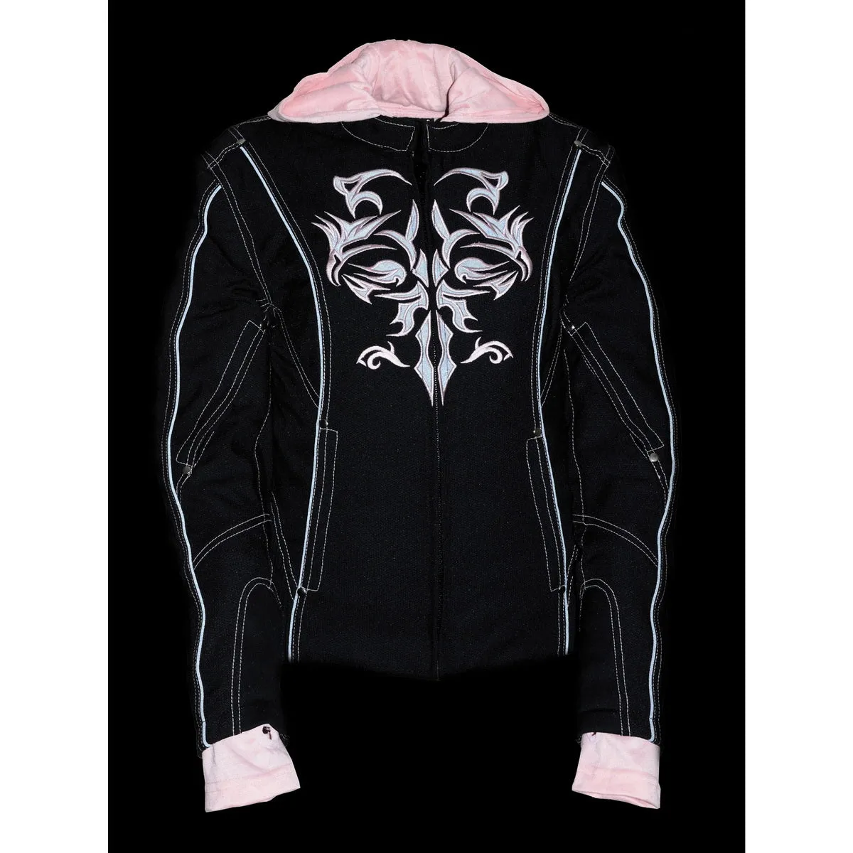 NexGen SH1966 Ladies Black and Pink 3/4 Jacket with Reflective Tribal