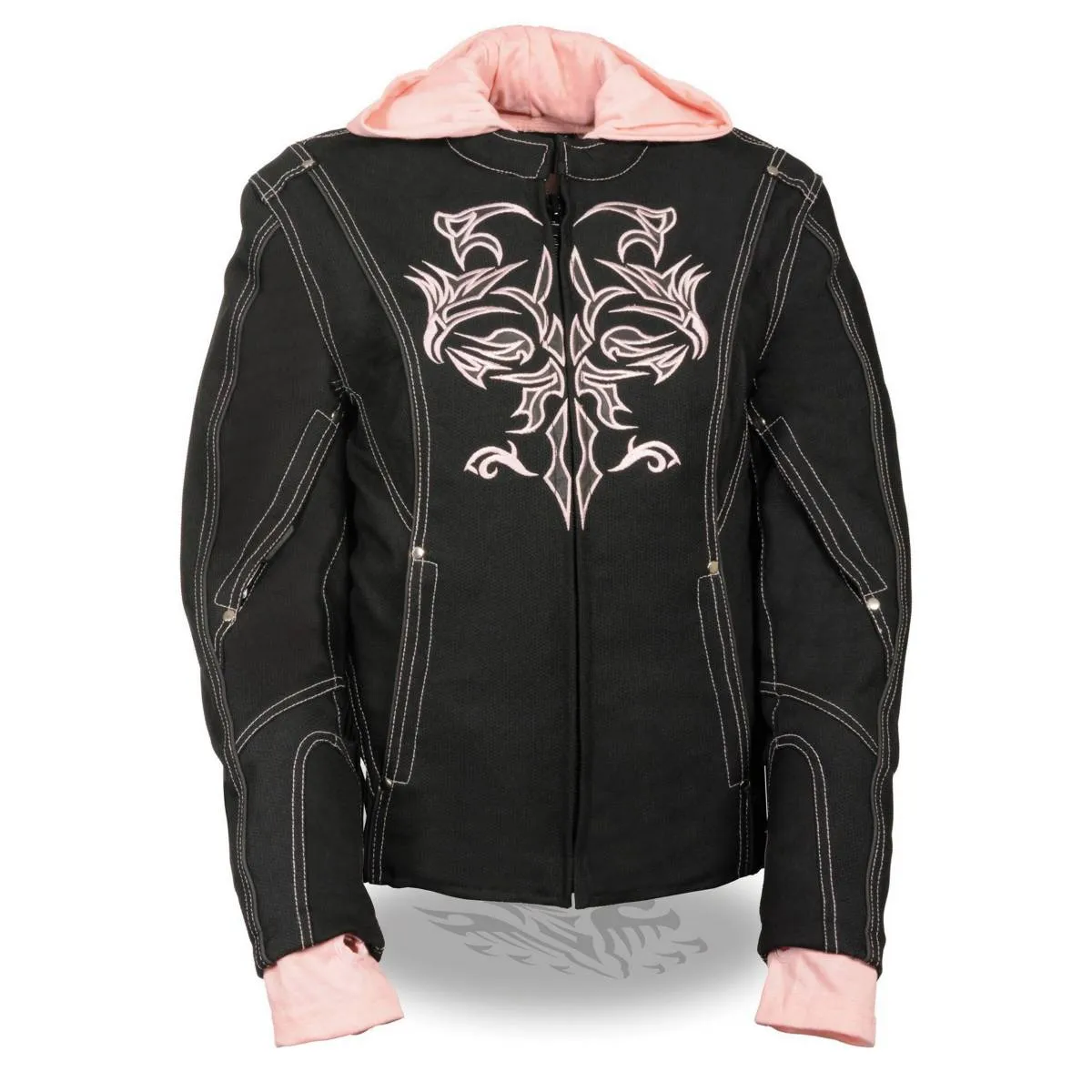 NexGen SH1966 Ladies Black and Pink 3/4 Jacket with Reflective Tribal