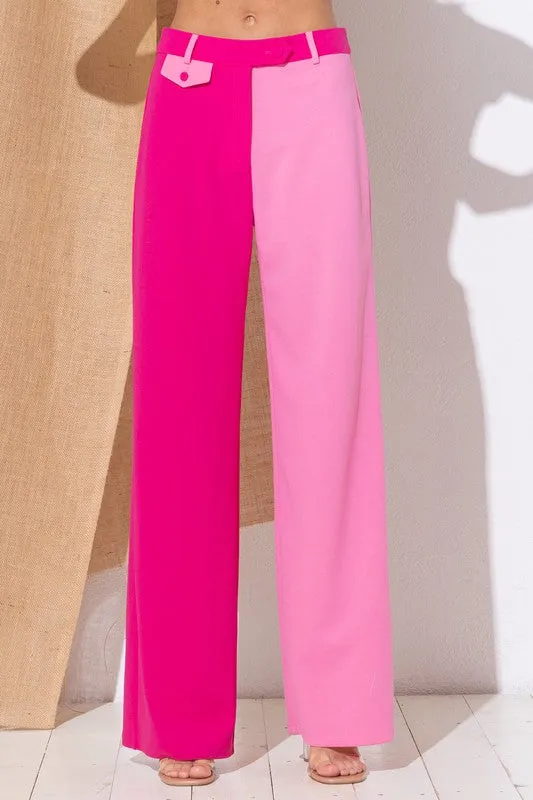 Pink Long Pants W/ Small Coin Flap Pocket Detail