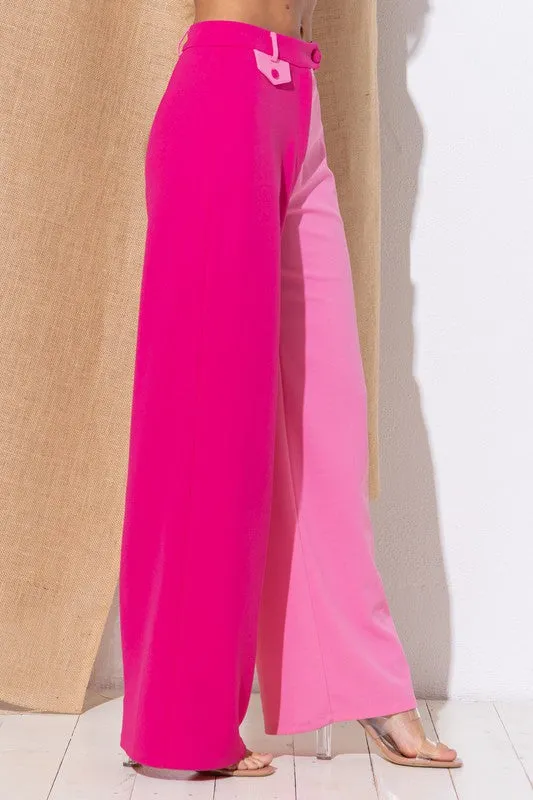 Pink Long Pants W/ Small Coin Flap Pocket Detail