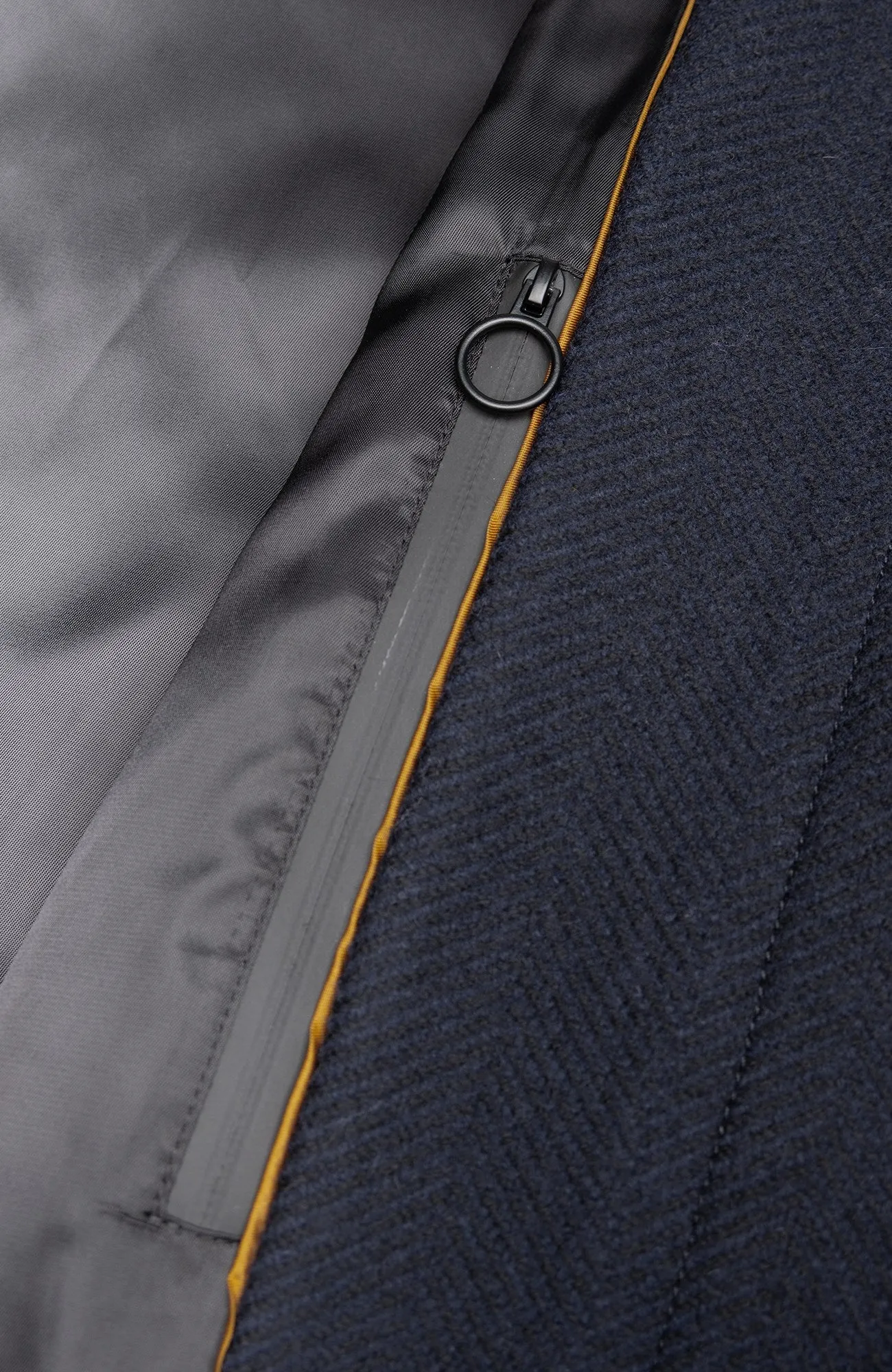 PLATINUM NAVY HERRINGBONE WOOL OVERCOAT