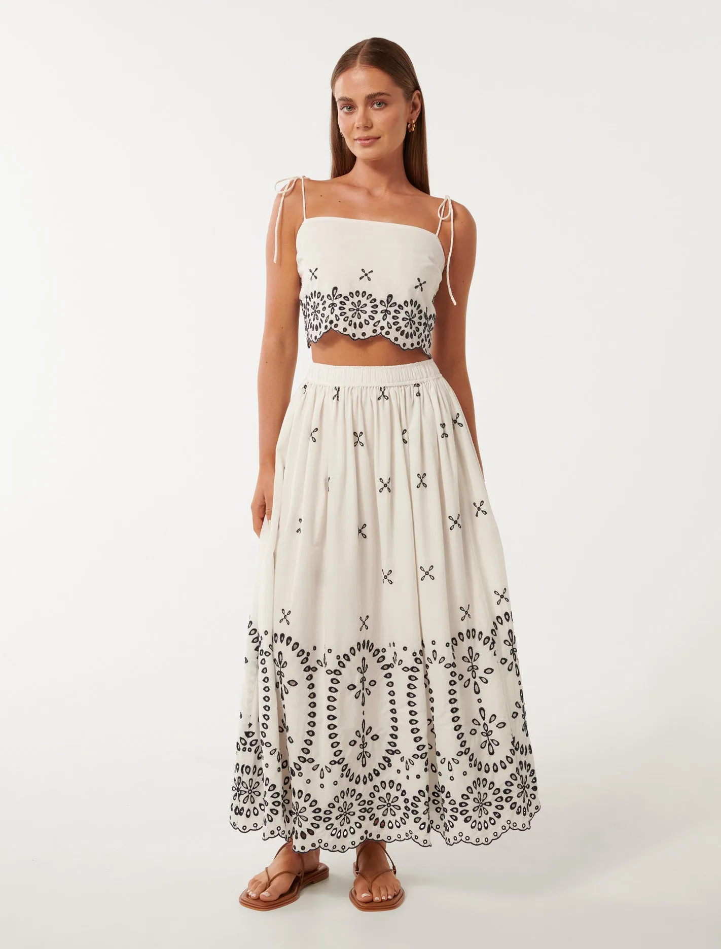 Polly Embroidery Midi Skirt