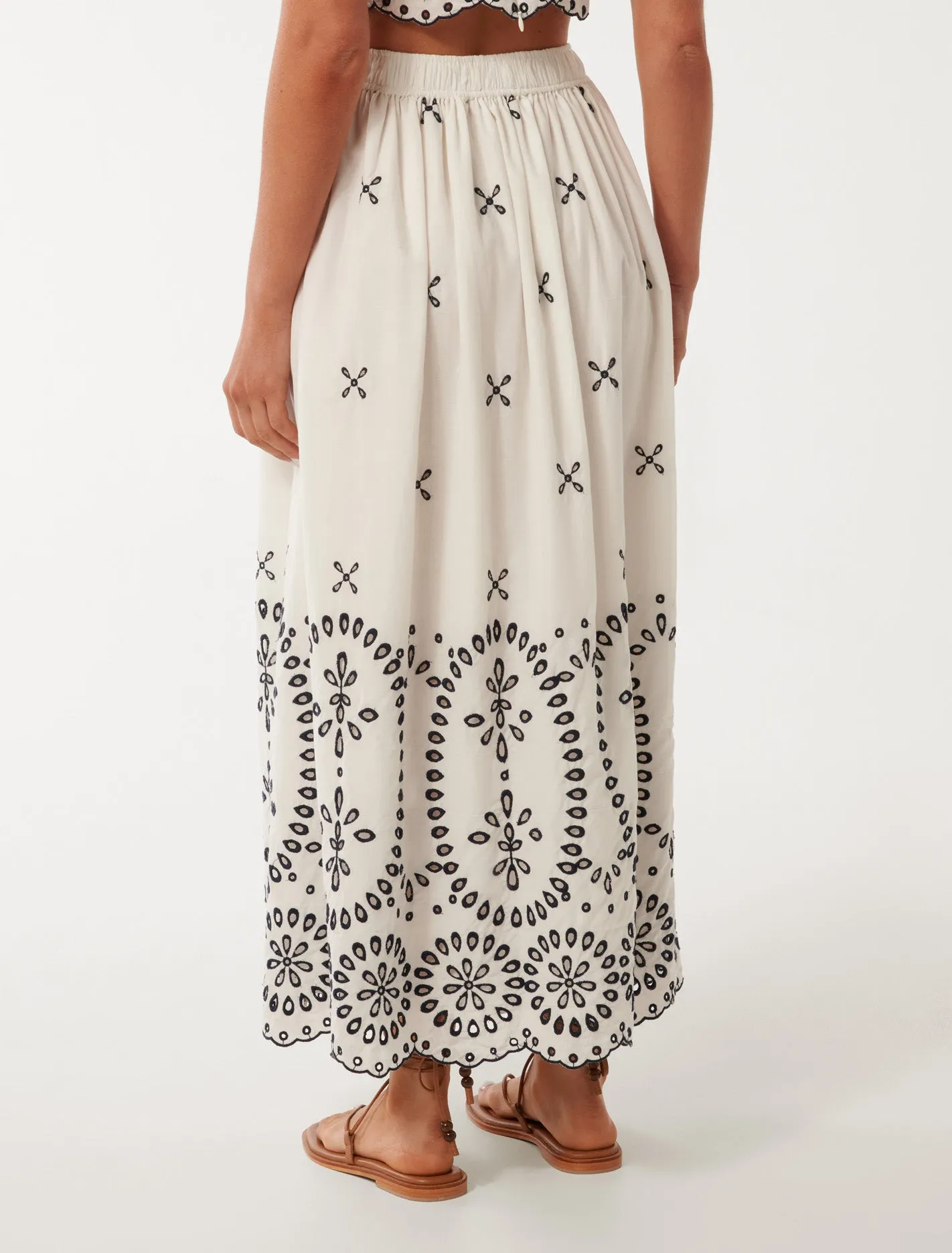 Polly Embroidery Midi Skirt