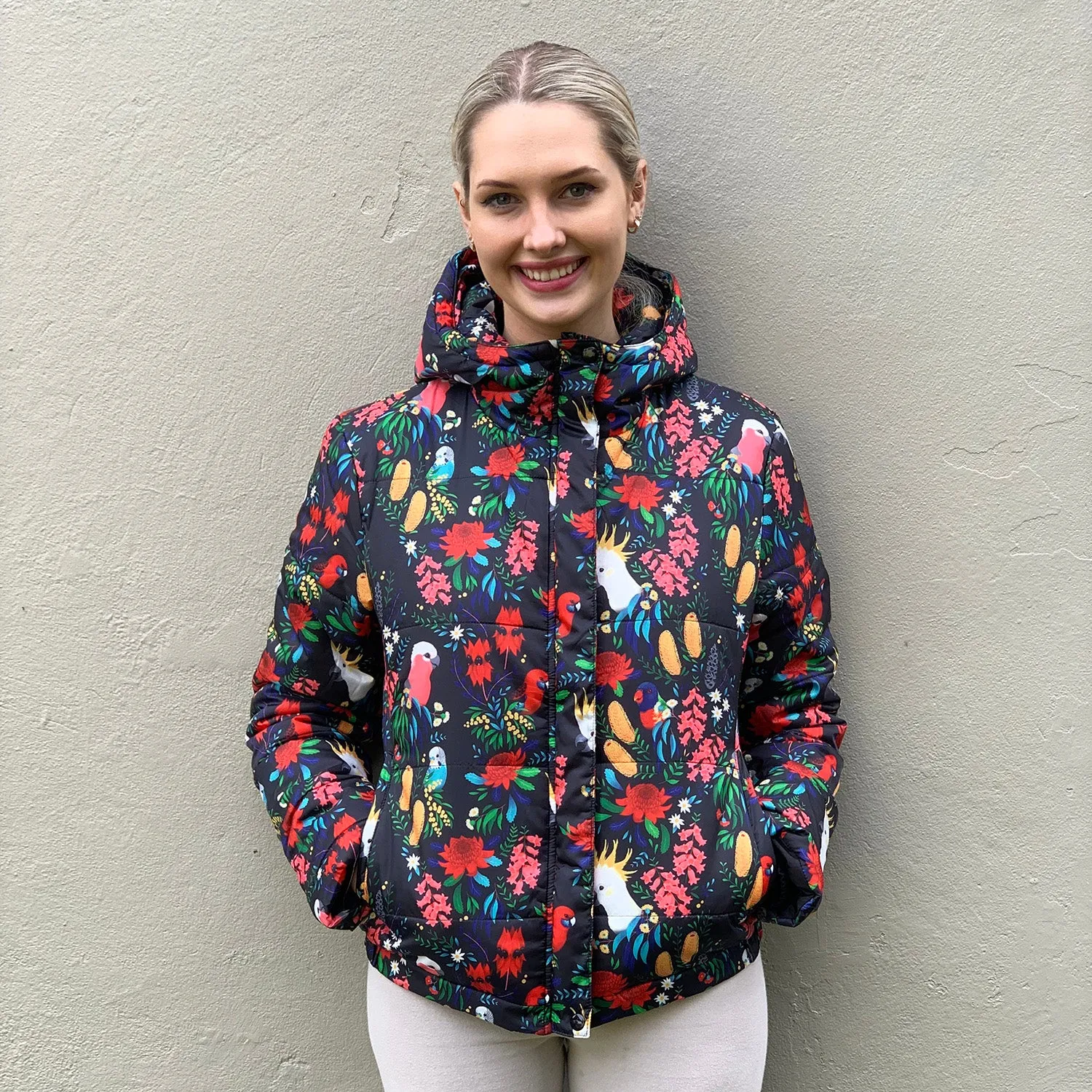 Puffer Jacket: Bush Parrots