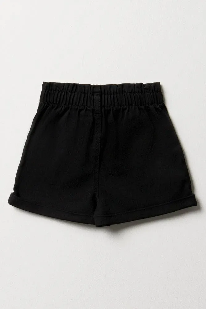 Pull On Denim Shorts Black