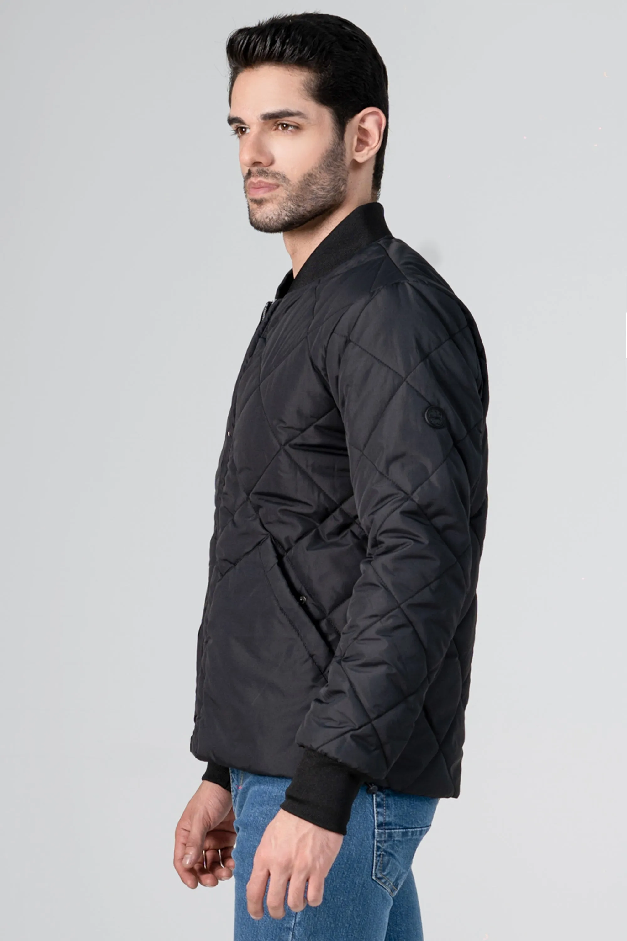 QUILTED BOMBER JACKET BLACK