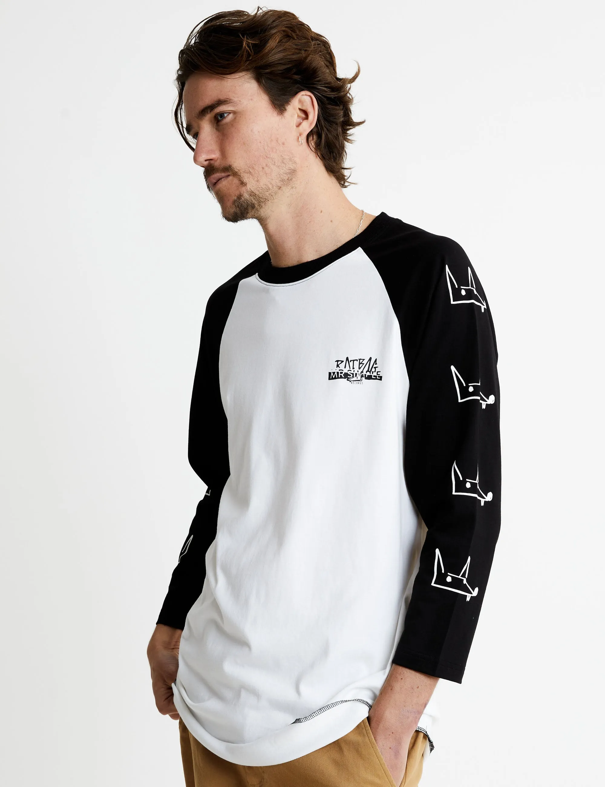 Rat Stack 3/4 Raglan - White/Black