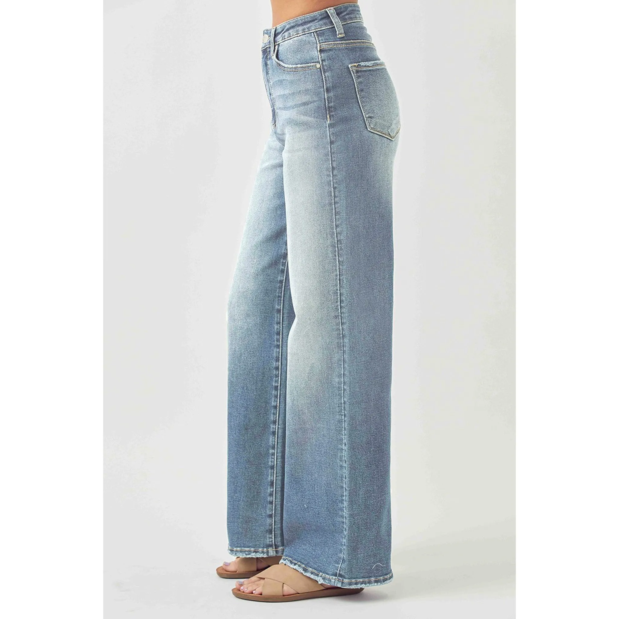 Risen High Rise Wide Flare Jeans