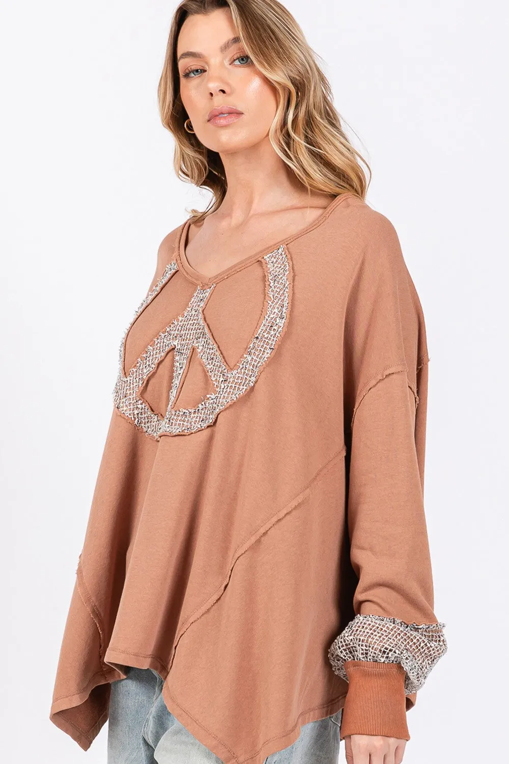 SAGE   FIG Peace Sign Mineral Wash Terry Top