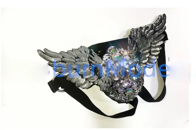 Sparkly angel Outfit wings Sexy Men model Catwlak costume Dancer Stage Show Celebrity Runway Burning Man party stage show wear