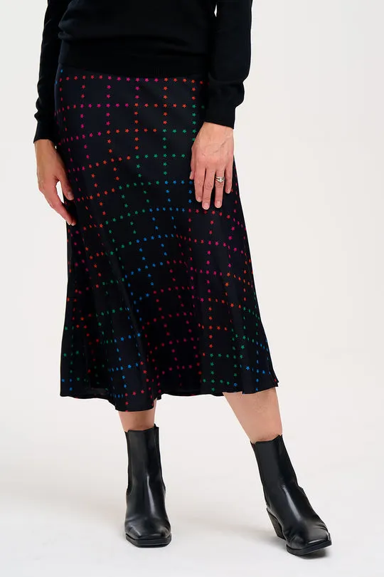 Sugarhill Brighton Black Rainbow Star Lattice Sita Midi Skirt