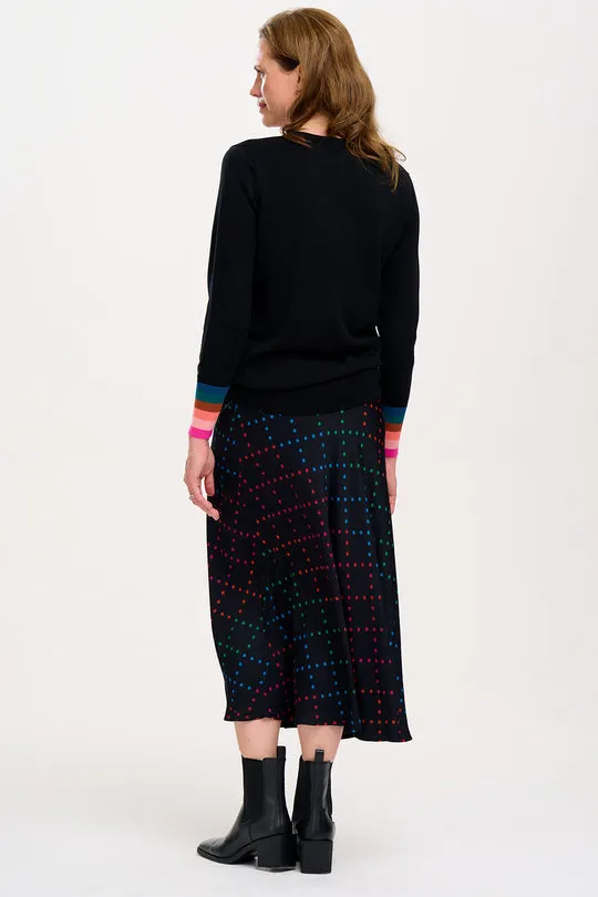 Sugarhill Brighton Black Rainbow Star Lattice Sita Midi Skirt