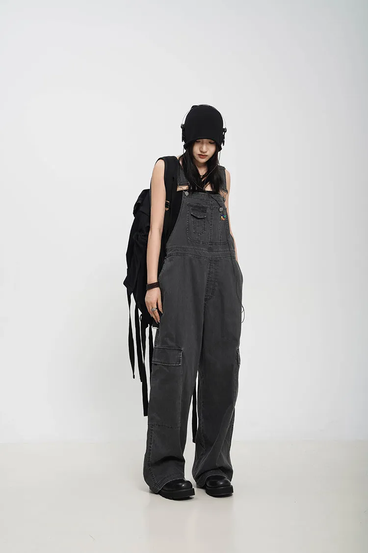 THELIGHT women's denim work jumpsuit niche design vintage jumpsuit