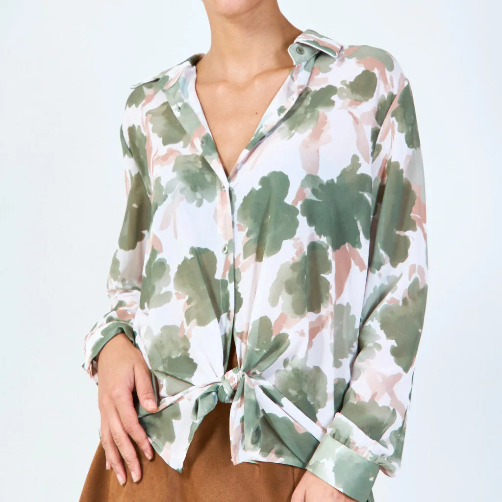 Watercolor floral print blouse wholesale