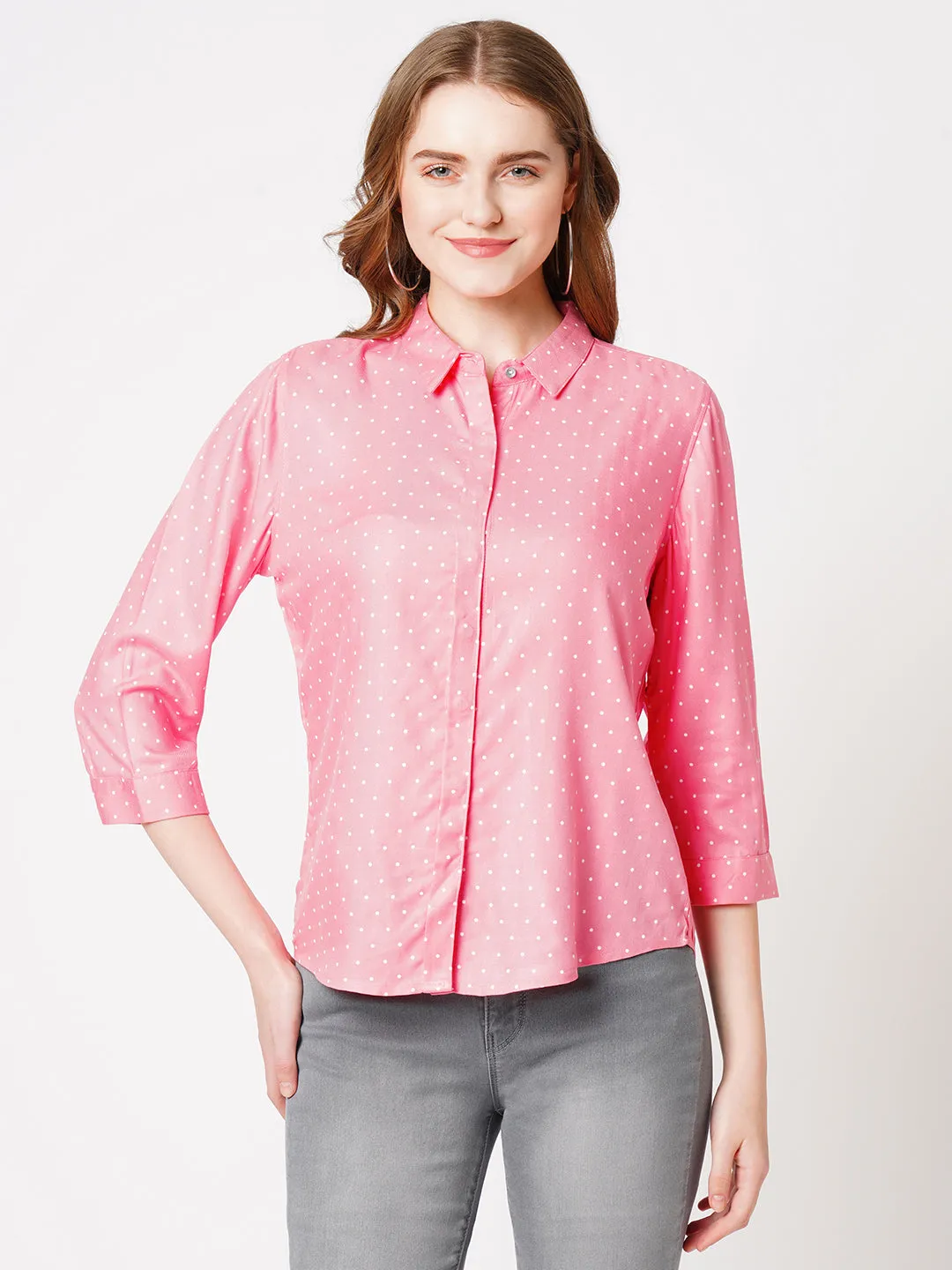 Women Polka Dot Printed Casual Shirt