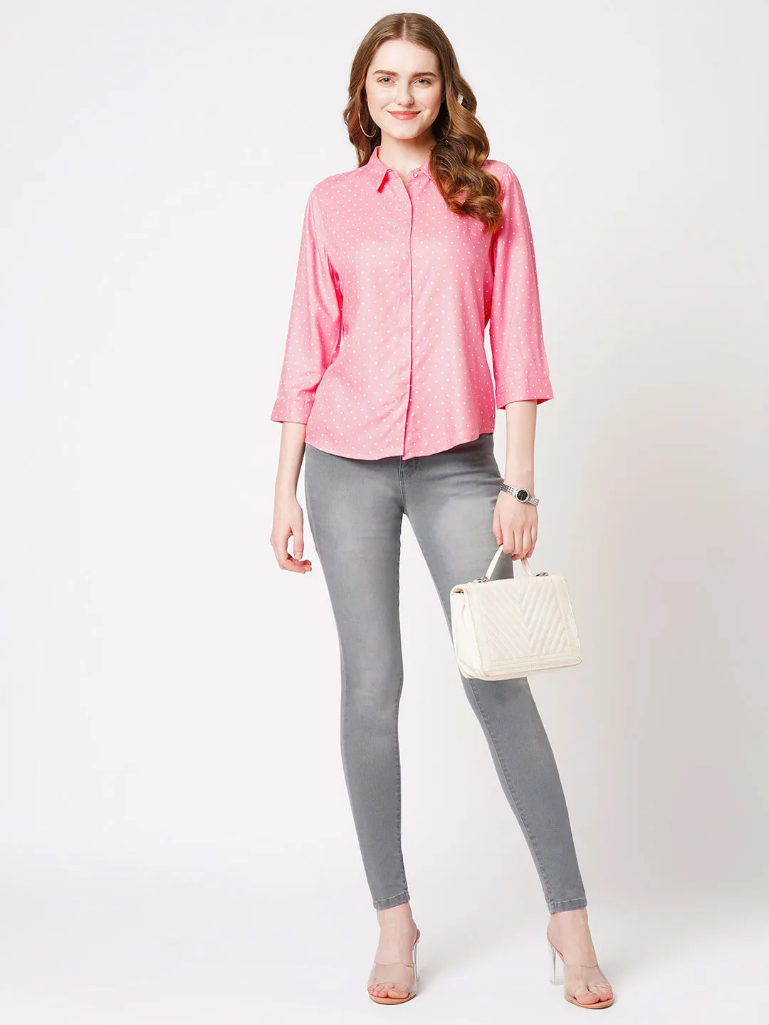 Women Polka Dot Printed Casual Shirt