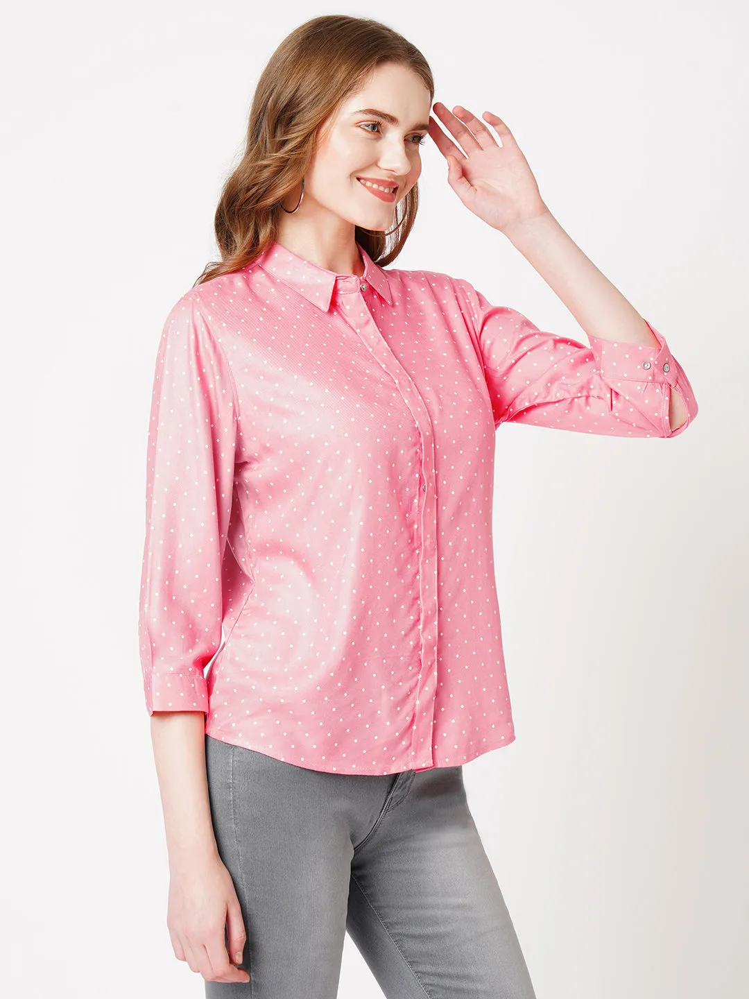 Women Polka Dot Printed Casual Shirt