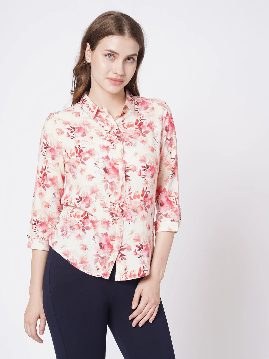 Women Slim Fit Floral Print Printed Shirt