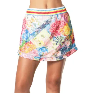 Women's High Waist Flower On Tennis Skort Multicolor