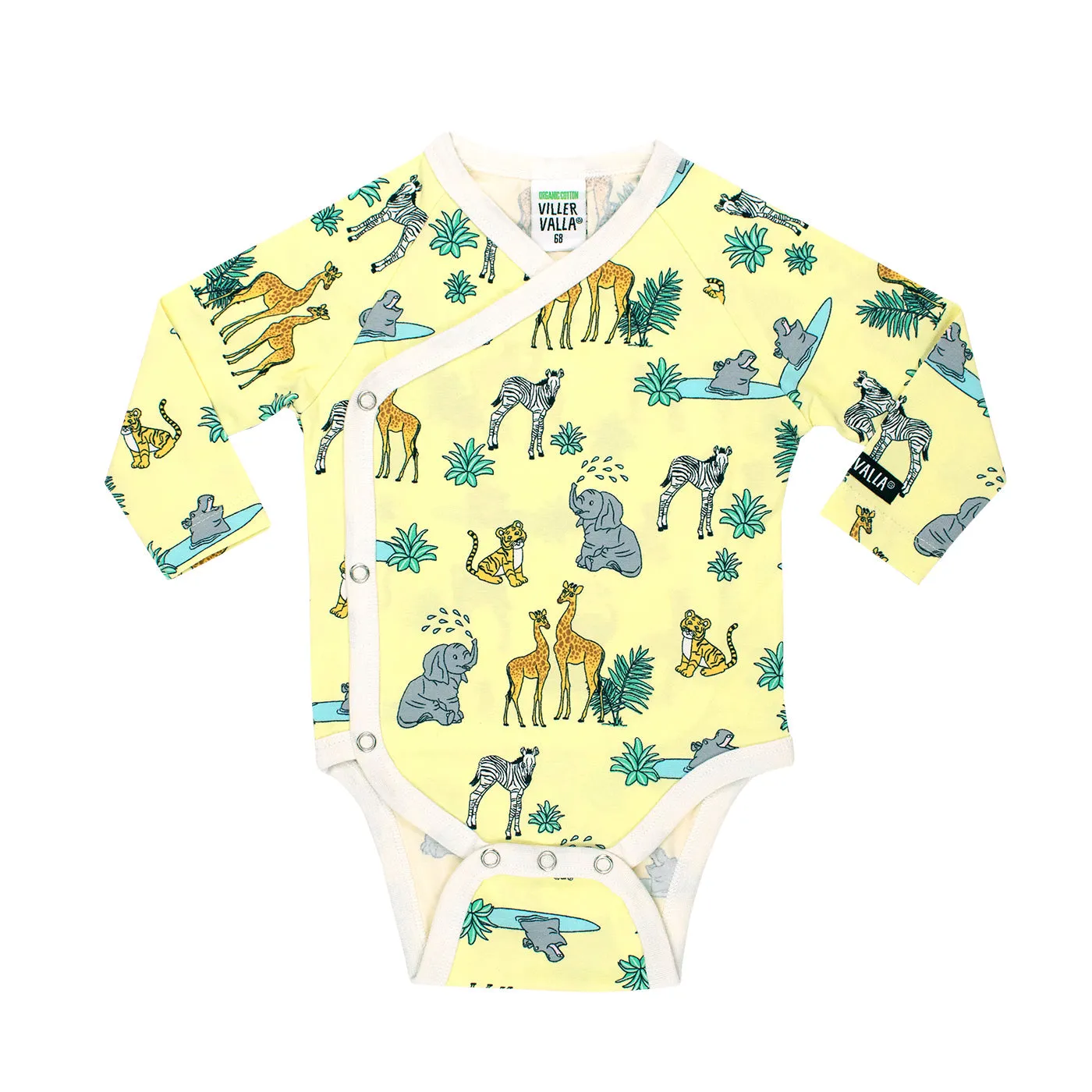 Wrap-over bodysuit- safari, light lemon