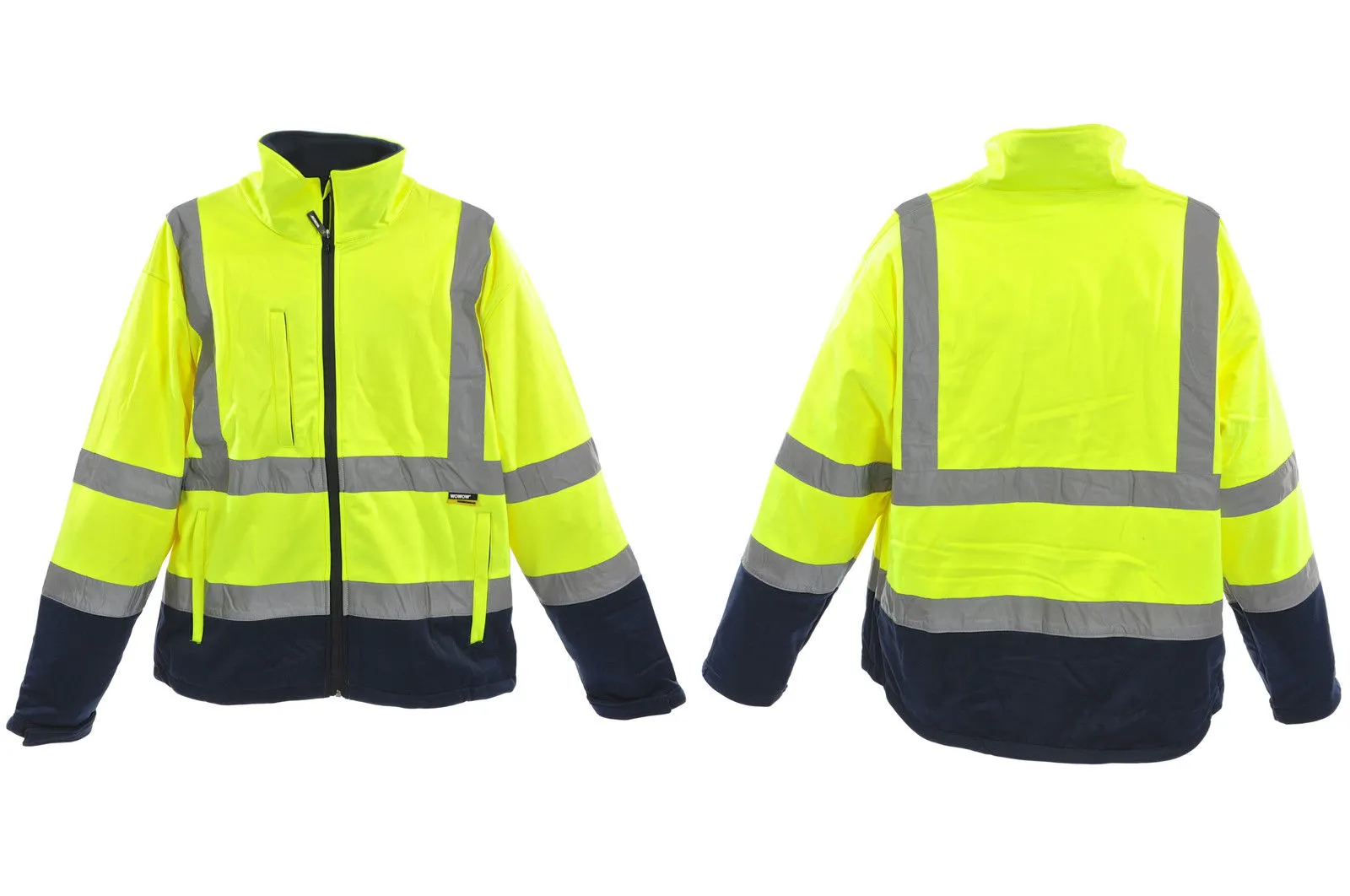 XXLARGE YELLOW-BLUE FLUORESCENT SOFTSHELL COAT JACKET HI-VIZ WORKWEAR 0108180